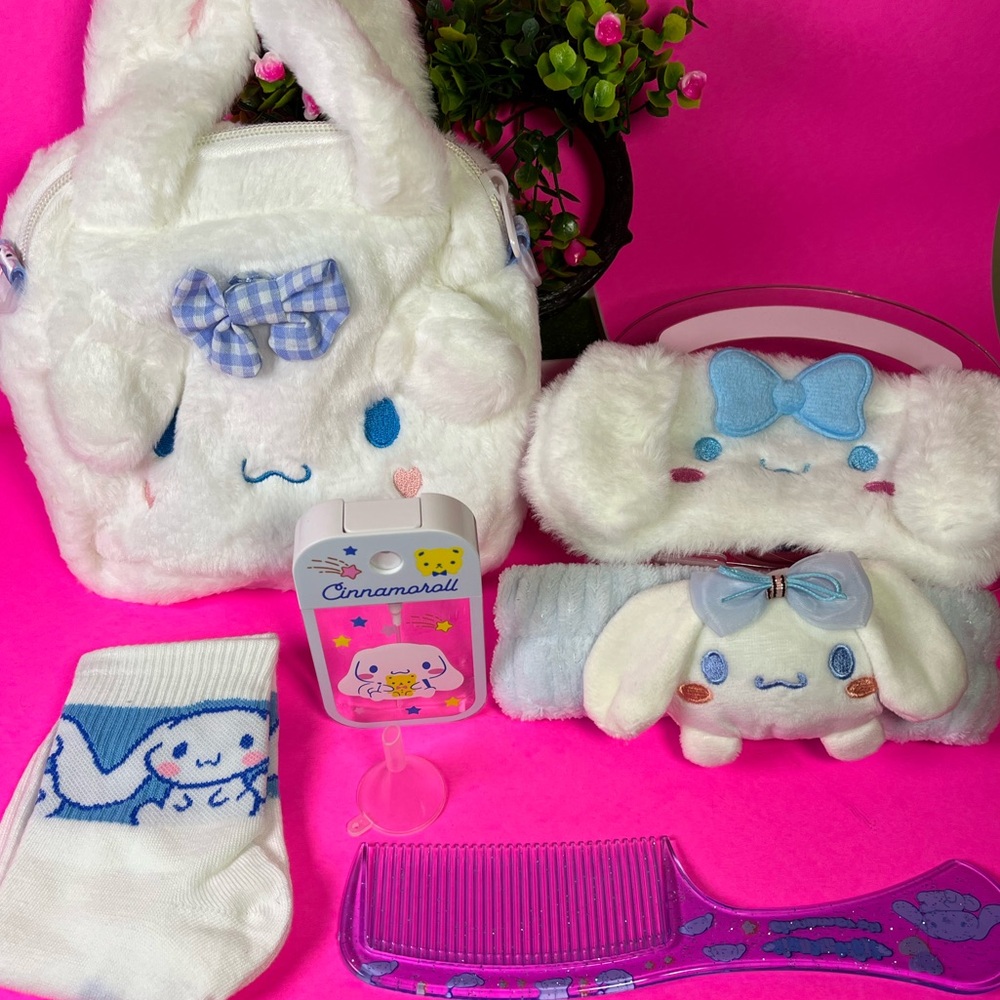 Cinnamoroll Sanrio Self-Care bundle- Bag, Hairband, & More